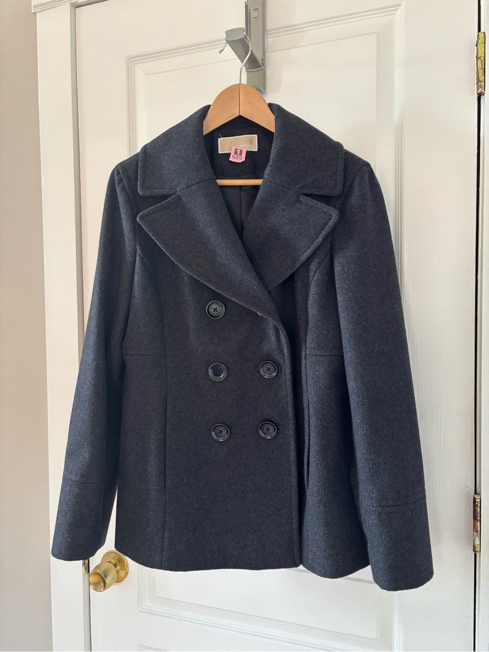 Michael Kors Women's Dark Gray Double-Breasted Peacoat